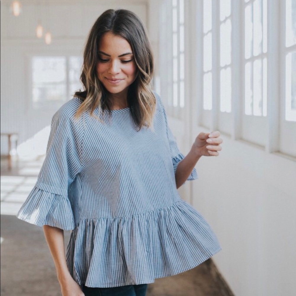 Clad and Cloth striped peplum blouse